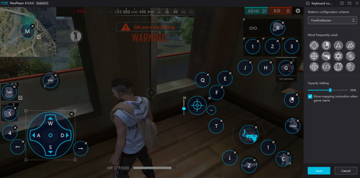 Using Keyboard Control to Play Free Fire on PC with NoxPlayer