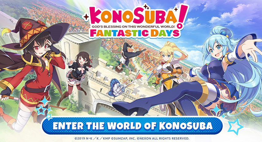 KonoSuba: Fantastic Days - 800 Day Celebration Countdown Log-In Bonus! 9  days left until the 800 Day Celebration! Log-in for 9 days to get a total  of 25 free recruits and Quartz x 1,200!